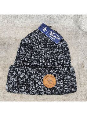 Original Penguin Hat Mens One Size Black Acrylic Beanie *NWT*